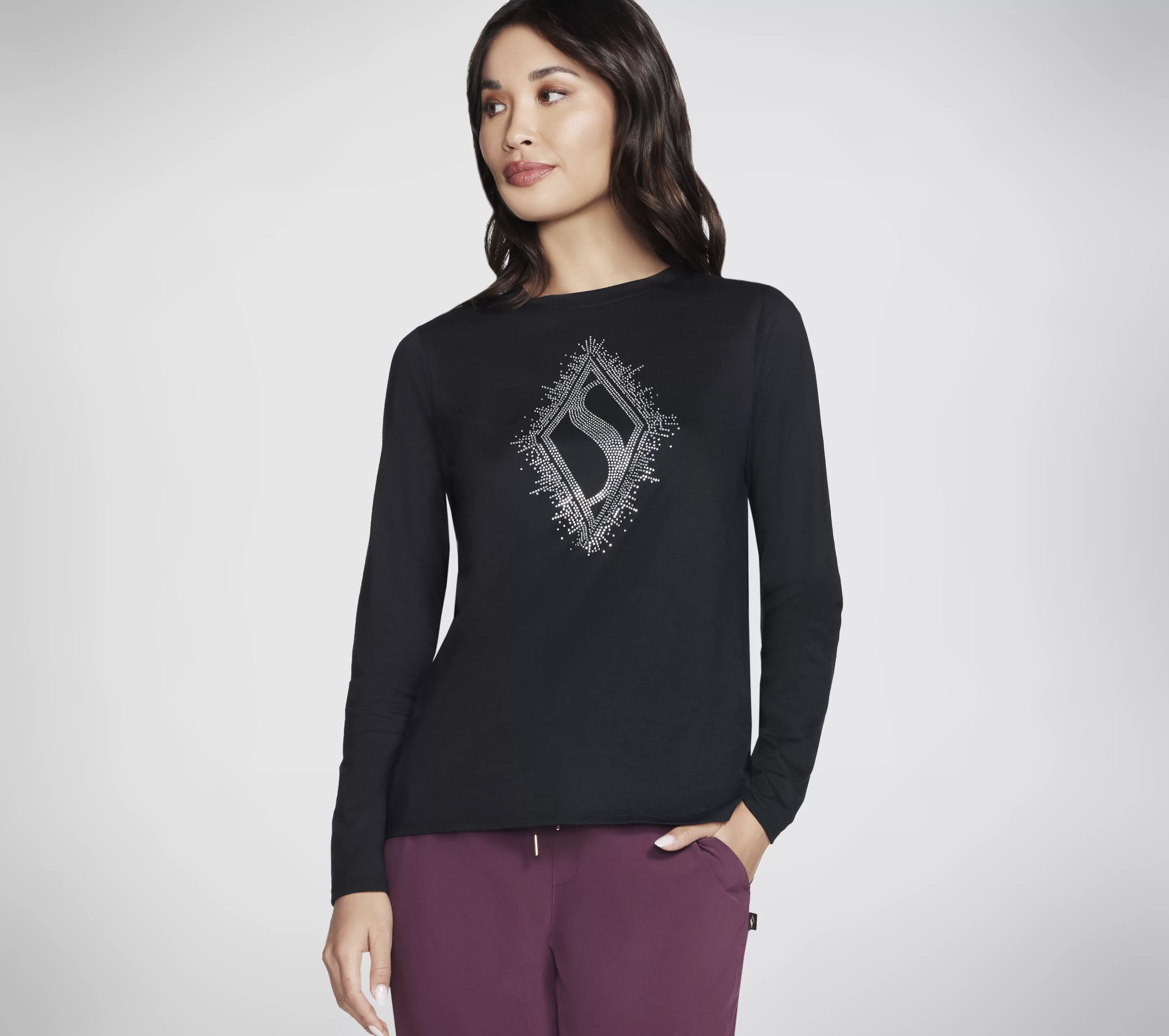 SKECHERS Rhinestone Burst Long Sleeve Tee | Mujer Tops Y Partes De Arriba | Tops Y Partes De Arriba